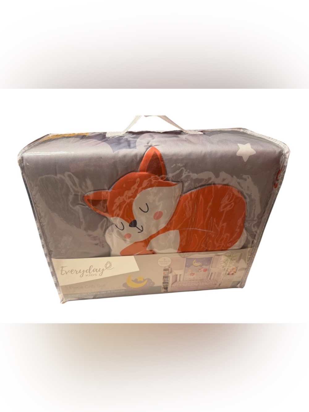 Everyday Kids 3 piece Crib Set with playful fox print. Adorable NWT Size Crib